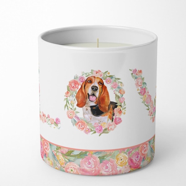 Carolines Treasures 3.75 x 3.25 in. Unisex Basset Hound Love 10 oz Decorative Soy Candle WDK4536CDL - main